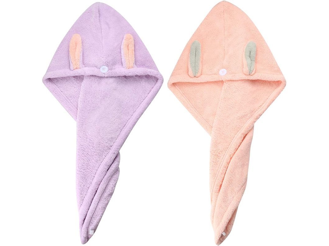 Toalla De Microfibra Para El Cabello, Turbante Para Secar Cabello Largo Y Grueso, Paquete De 2 (rosa Y Morado).