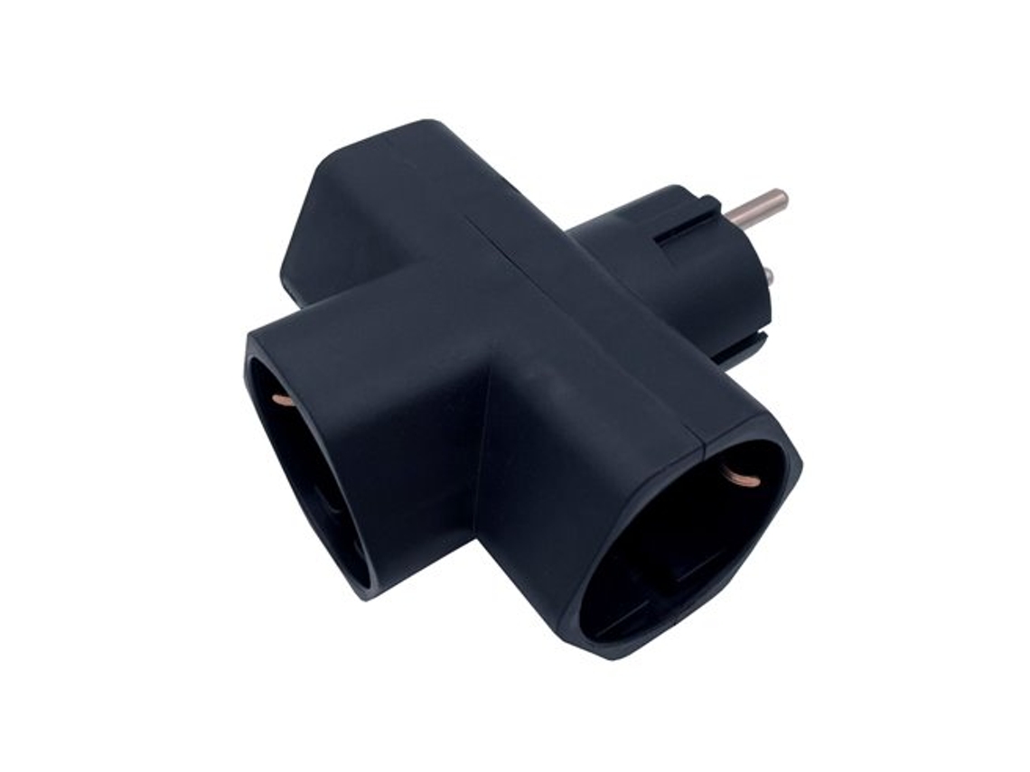 Ladrón De Triple Salida Horizontal (3680w Máximo) Fabricado En Polipropileno Color Negro