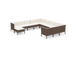 Maison Exclusive - Set Muebles De Jardín 12 Pzas Y Cojines Ratán Sintético Marrón