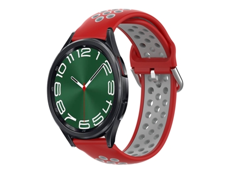 Correa de reloj inteligente para Samsung Galaxy Watch 6 Classic 43 mm 20 mm Correa de reloj deportivo transpirable perforada de silicona (rojo + gris)