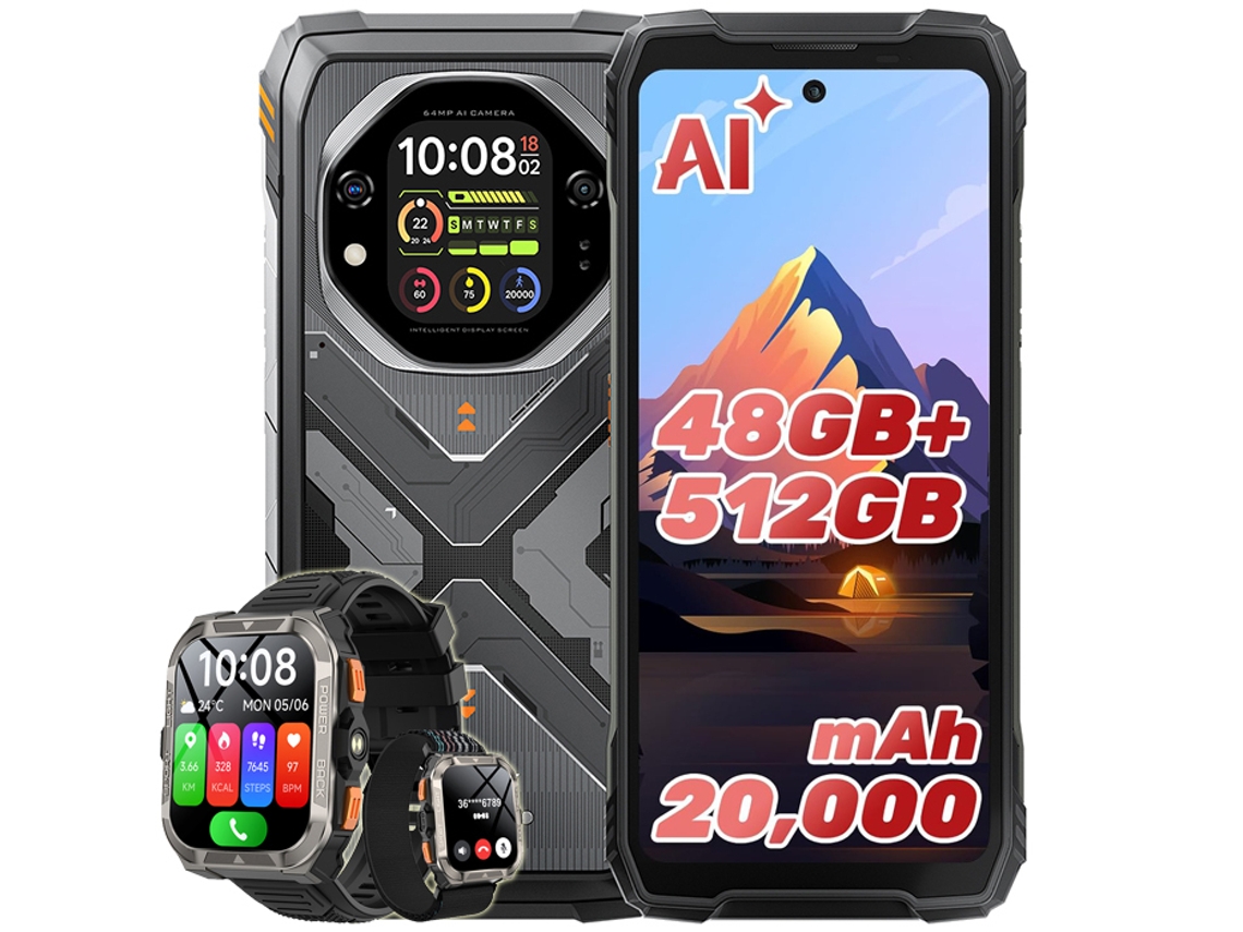 Smartphone Oscal Tank 1 + W80pro (6.78'' - 48 Gb - 512 Gb - 20000 Mah - Laranja)