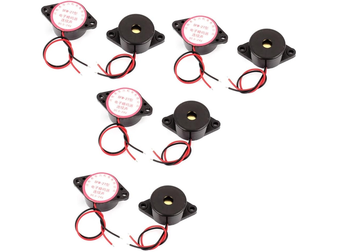 8 piezas Sfm27 DC3 24V Alarma electrónica de tono continuo de 2 cables Negro CHABERLU