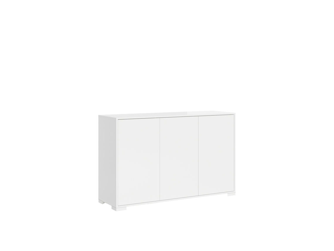 Aparador Lumina de 3 puertas, 130x40x83 cm, blanco brillante