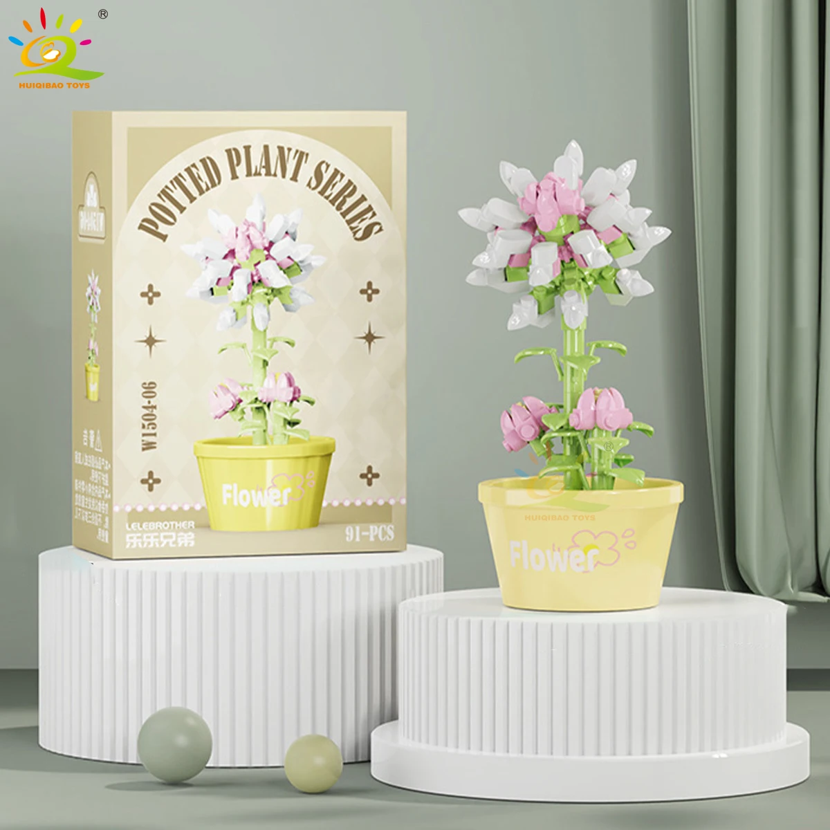 Bloques De Montar Moc Con Vaso De Flores, Espacio Atemporal Para Decoración De Mesa O Casa.