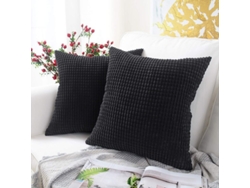 Rebe-fundas De Almohada Cuadrada De Veludo Suave Decorativas 45x45 Cm Paquete De 2 Negro Granulos
