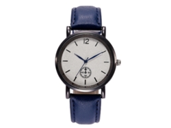 Reloj De Cuarzo Con Correa De Cuero Pu Unisex Casual Zhoulianfa (azul Real)