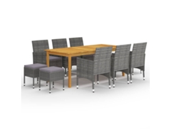 11 Piezas Conjunto De Jantar Para Jardim Cinzento Dkd Home Decor
