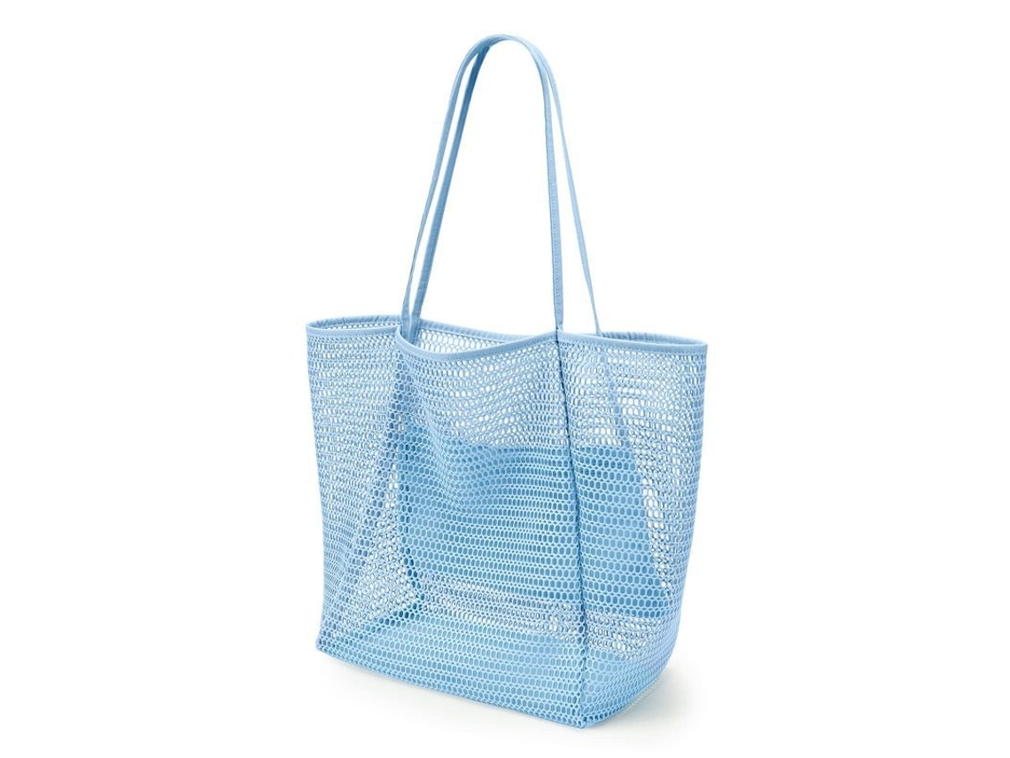2026-bolso De Malla Para Playa Grande Con Bolsillo Cremallera Bolsa De Hombro Femenina (azul)