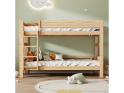 Litera de 90x200 cm en pino macizo, divisible en 2 camas individuales, estilo natural