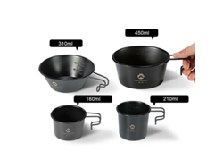 Vaso Sierra De Acero Inoxidable 304 Con Revestimiento De Titanio Negro Para Camping, Actividades Al Aire Libre Y Picnics - 160 Ml/210 Ml/310 Ml/450 Ml