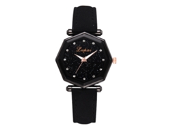 Reloj De Pulsera De Cuarzo Para Mujer Con Correa De Piel Sintética De Estilo Geométrico (negro)
