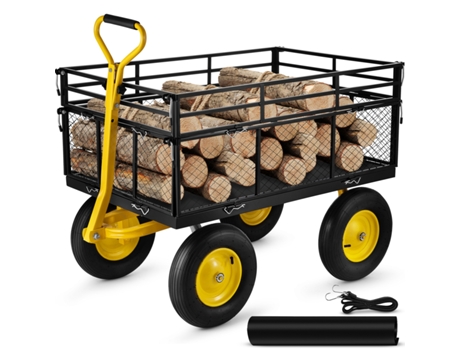 Vevor Carro de Acero Resistente para Jardín Carro Utilitario de Césped 1.400 Libras con Laterales Desmontables