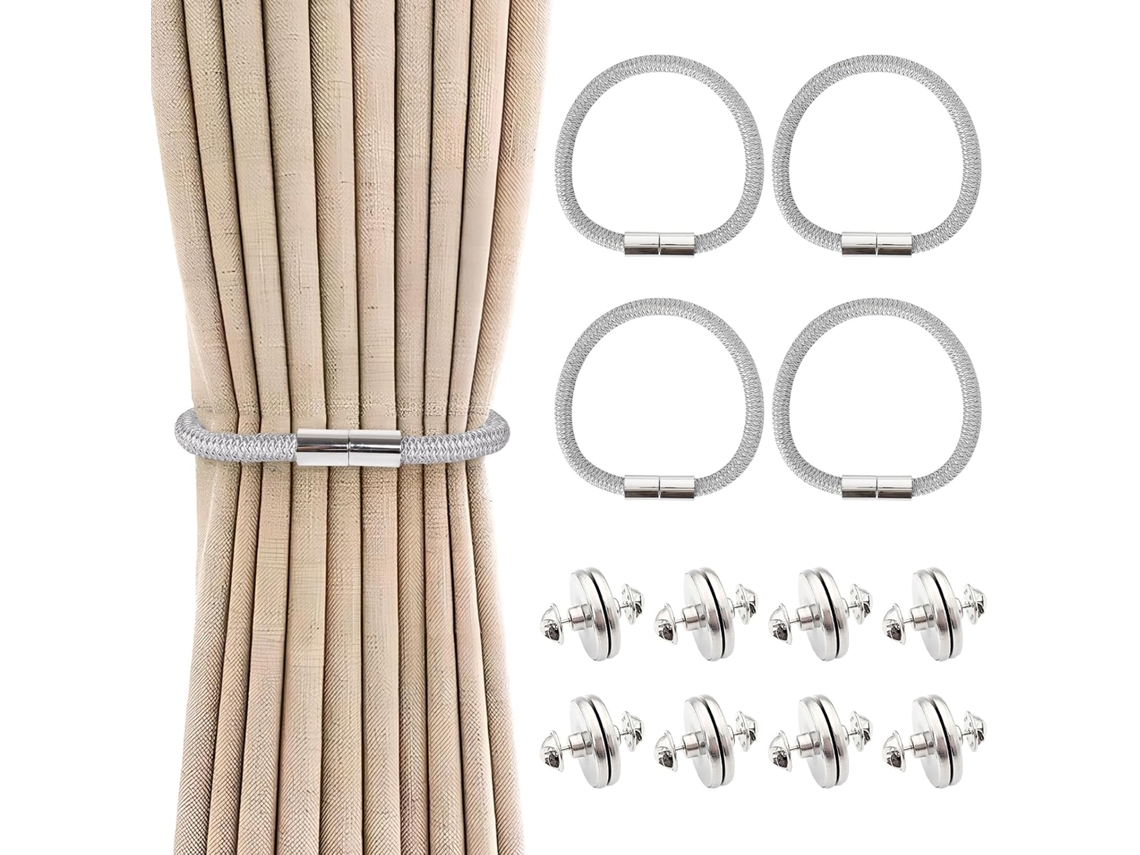 Juego de 4 abrazaderas magnéticas para cortinas con 4 pares de sujetadores/pesas magnéticos de Vayotoy