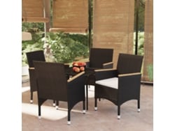Conjunto de comedor de jardín DKD Home Decor con cojines negros