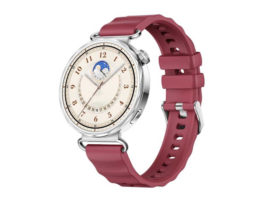 Bracelete Para Huawei Watch Gt 6 (41mm) - Silicone Cor Sólida - Barra De Mola De Liberação Rápida - Fivela Prateada Vermelho Vento