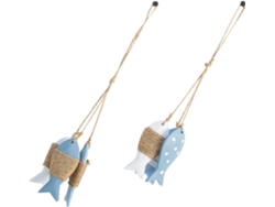 Juego 2 Colgantes Madera Forma Decoración Pared Temática Marina Adorno Náutico Natural Habitaciones Niños