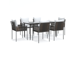 Maison Exclusive - Juego Comedor Jardín 7 Piezas Y Cojines Ratán Sintético Y Acero