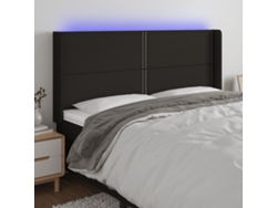 Cabecero Con Led De Tela Negro 163x16x118/128 Cm