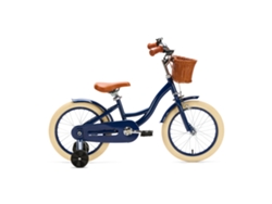 Bicicleta infantil Generation Blanco de 16 pulgadas, azul oscuro, con cesta.