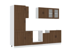 Maison Exclusive - Mueble Cocina Kalmar Roble Marrón 8 Pzas Madera Contrachapada