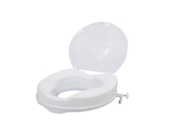 Asiento de inodoro elevado con tapa, soporte de asiento elevado con bloqueo para inodoros estándar y alargados, construcción de plástico moldeado