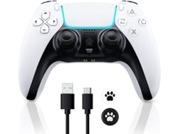Controlador inalámbrico Ps4 compatible con consola Ps4/Slim/Pro/Pc, joystick de juego de doble vibración, panel táctil, altavoz incorporado, blanco YIZHOOD