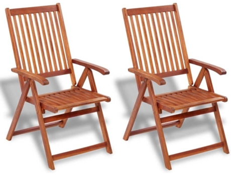 Conjunto 2 Silla Jardin VIDAXL Marrón Madera