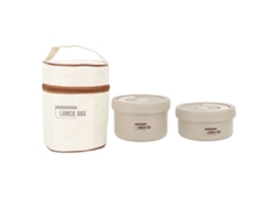 Bento Box Redondo Acero Inoxidable Antiderrame Con Bolsa Refrigerante Para Oficina 2 Compartimentos