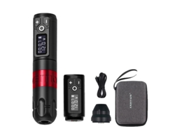 Máquina de tatuaje inalámbrica, pluma rotativa con batería, pantalla LED digital, kit OEM rojo