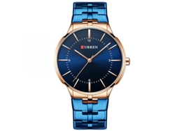 Reloj de cuarzo MDUG, resistente al agua, estilo delgado, brazalete de acero inoxidable, ideal para negocios y moda (azul)
