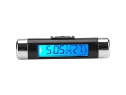 Termómetro Reloj Automóvil 2 En 1 Digital Lcd Con Retroiluminación Clip Para Coche Cocina 8.6x2cm 2025