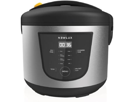 Newluxrobot De Cocina multifunción 5l mod.newcook con cubeta antiadherente programable 24h 9 funciones y 8 mantiene caliente robot newcook silver negro 700w v50