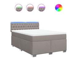 Maison Exclusive - Cama Box Spring Con Colchón Tela Gris Taupe 140x190 Cm