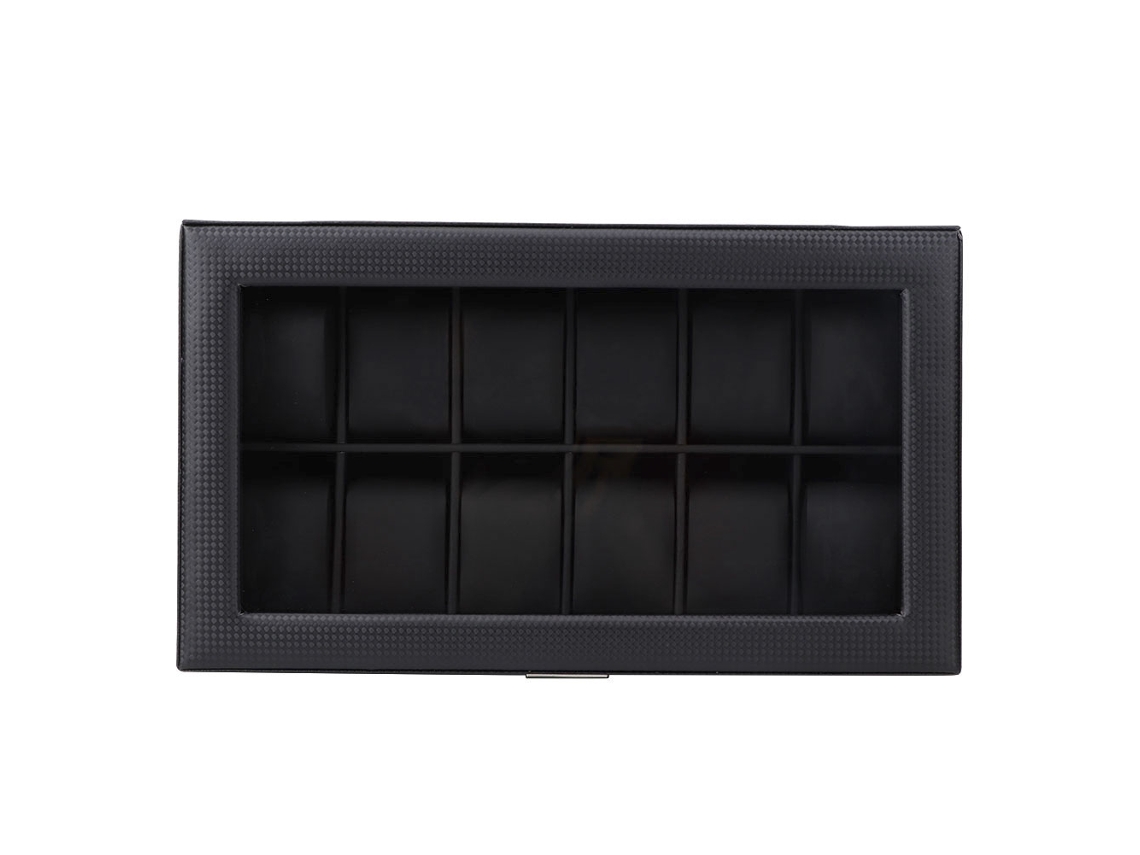 Caja de reloj de fibra de carbono de grado 12, negra