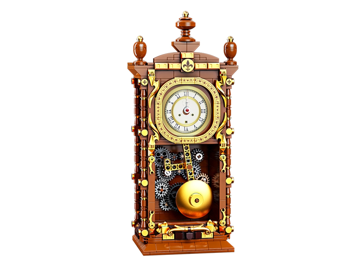 Juego de bloques de construcción de reloj de péndulo retro, con 751 piezas, incluye función de despertador y decoración de mesa. Mdug