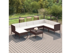 Conjunto de muebles de jardín con cojines de mimbre marrón, Dkd Home Decor