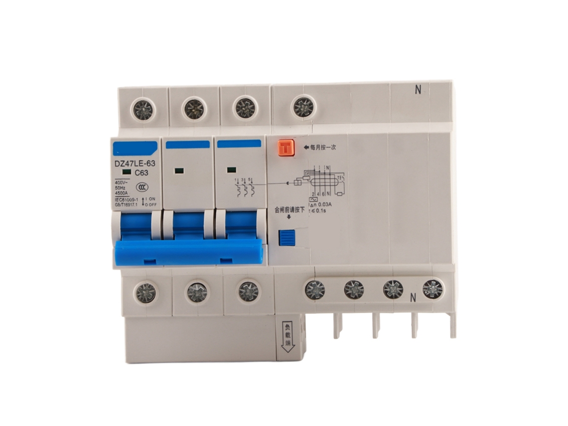 Disyuntor De Corriente Residual Rccb Dz47le‑63 3p N 63a 30ma
