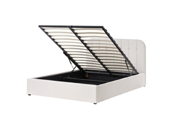 Cama De Casal Beliani Challans De Tecido Branco 140x200