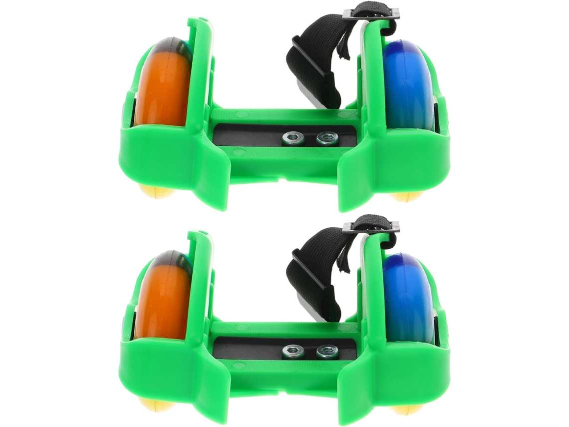Patines De Ruedas Ajustables Con Luces Para Exteriores, Color Verde, Material Duradero Y Transpirable.