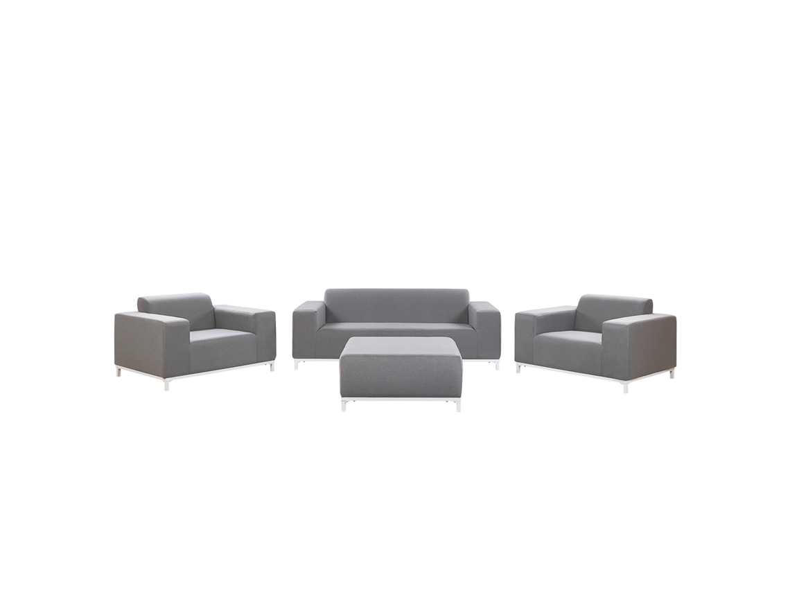 Conjunto de jardín 5 plazas de poliéster gris/blanco BELIANI Rovigo