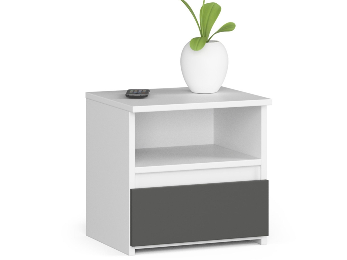 Mesita de Noche Akord Cajón Grafito AKORD FURNITURE FACTORY Gris (40x40x35cm)