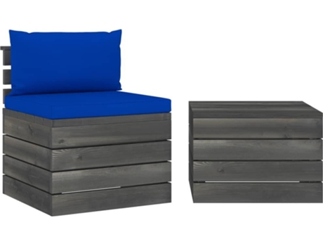 Conjunto 2 Muebles de jardín de palets VIDAXL cojines madera de pino