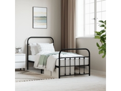 Estructura Cama Sin Colchón Con Estribo Metal Negro 90x190 Cm