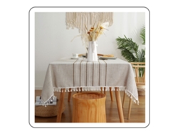 Mantel rectangular, construcción duradera, tela de algodón y lino con patrón bordado para cocina, comedor, fiesta, 6-8 plazas, lavable con Bo