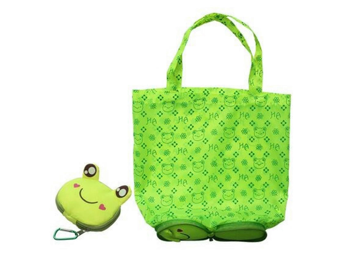 Bolsa de compras plegable con estampado de dibujos animados, bolsa reutilizable para mujer, práctica, bolsa de nailon plegable, portátil, con hebilla GOKOCO