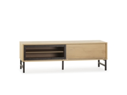 Mueble TV Isis 2 Puertas Color Roble y Metal Negro 120 cm VS VENTA-STOCK