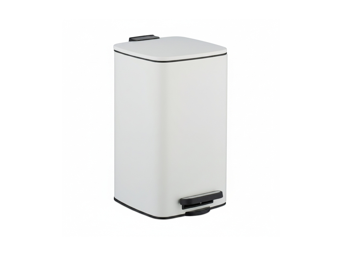 Relaxdays Caixote De Lixo Para Cosméticos, 8 L, Fechamento Suave, Recipiente Amovível, Metal, Caixote De Banho, Branco