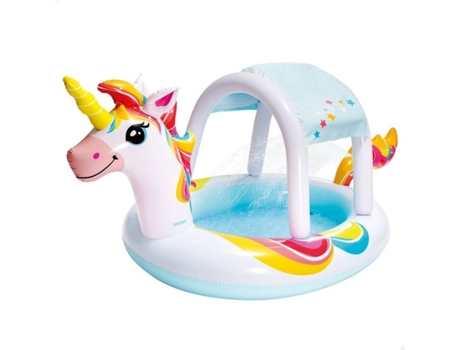 Piscina Infantil Hinchable Para Niños con Toldo Unicornio INTEX (254X132X109 cm)