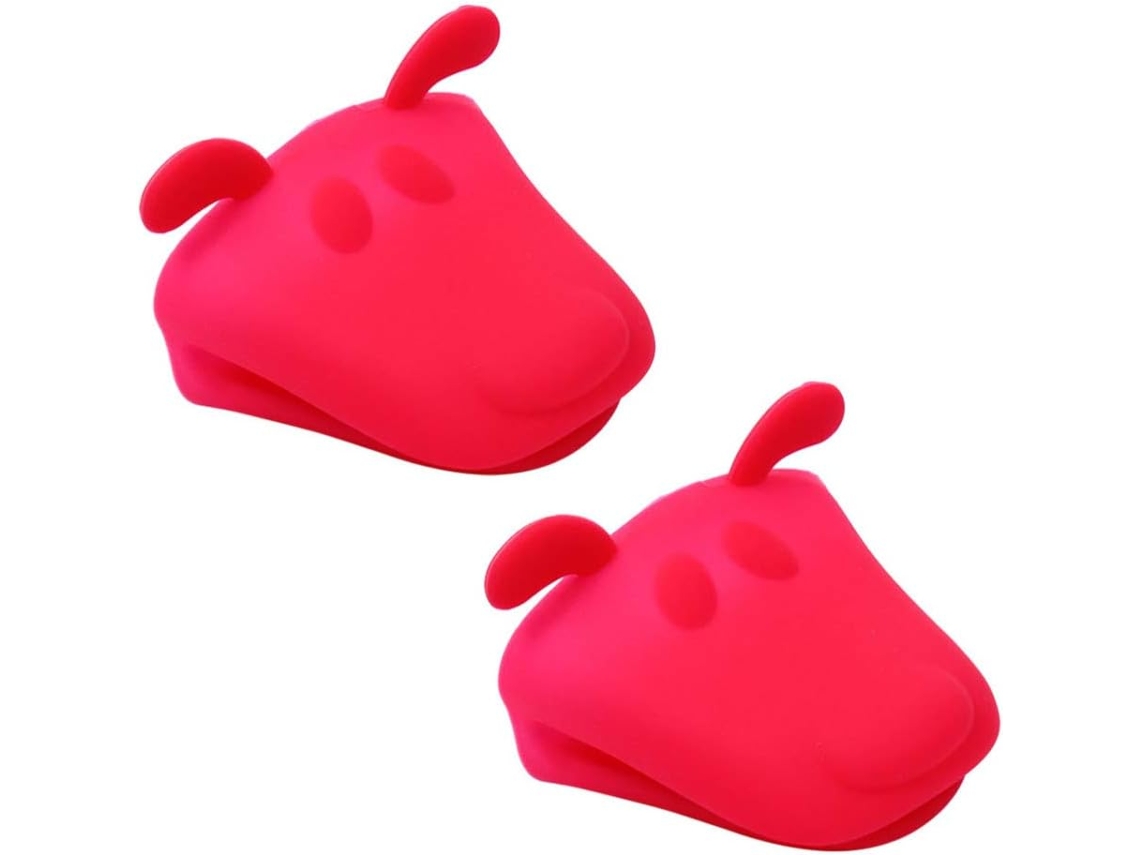 guantes de silicona con forma de animal - Resistentes al calor - Antideslizantes - (Rojo)