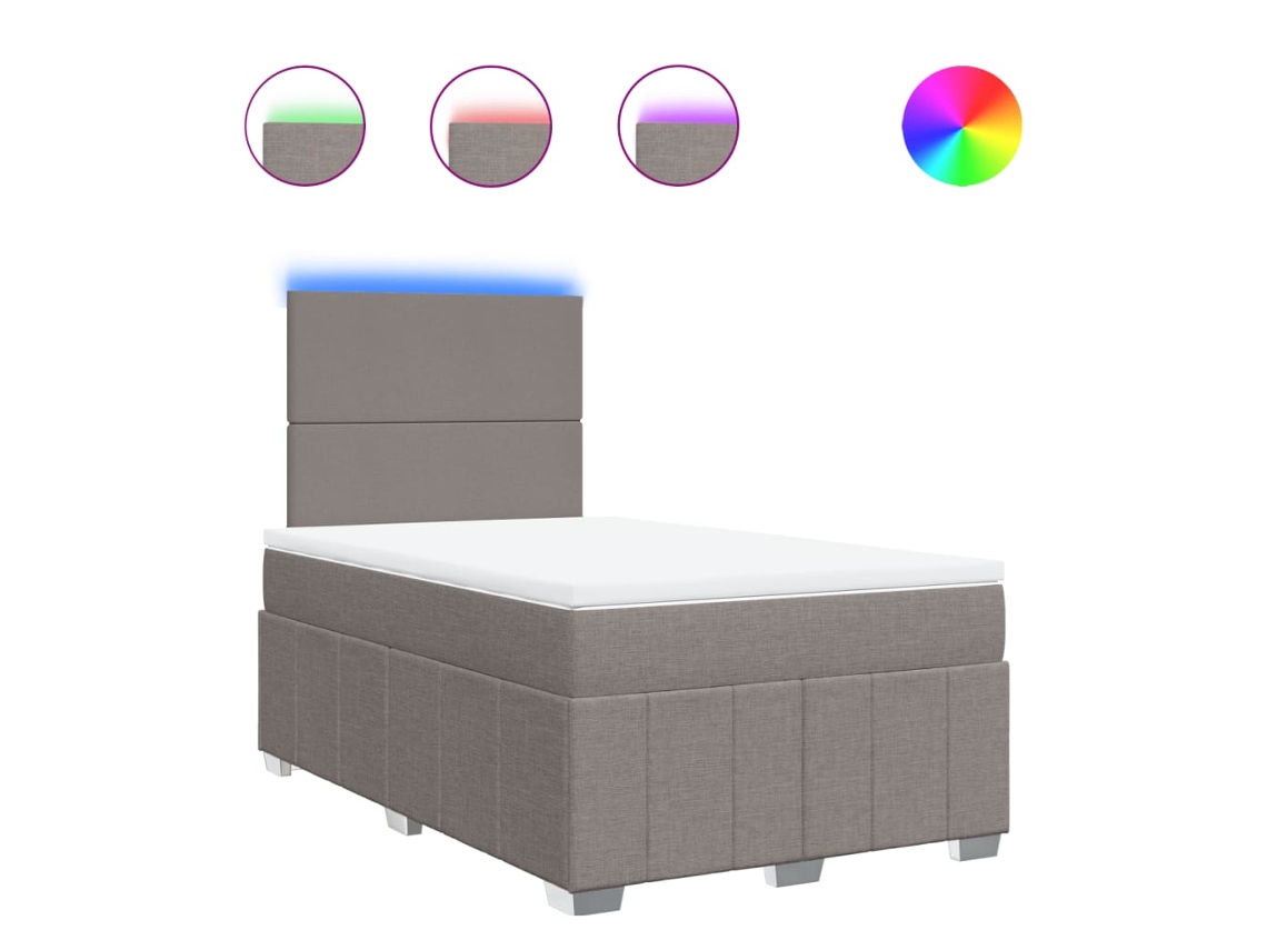Cama Box Spring VIDAXL Gris Topo Tela (120x190 cm)